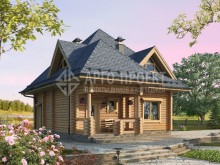 1-32a Экономичный деревянный дом с увеличенной гостиной