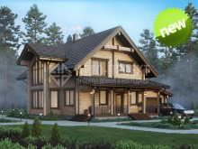 1-55a Проект деревянного загородного дома с гаражом